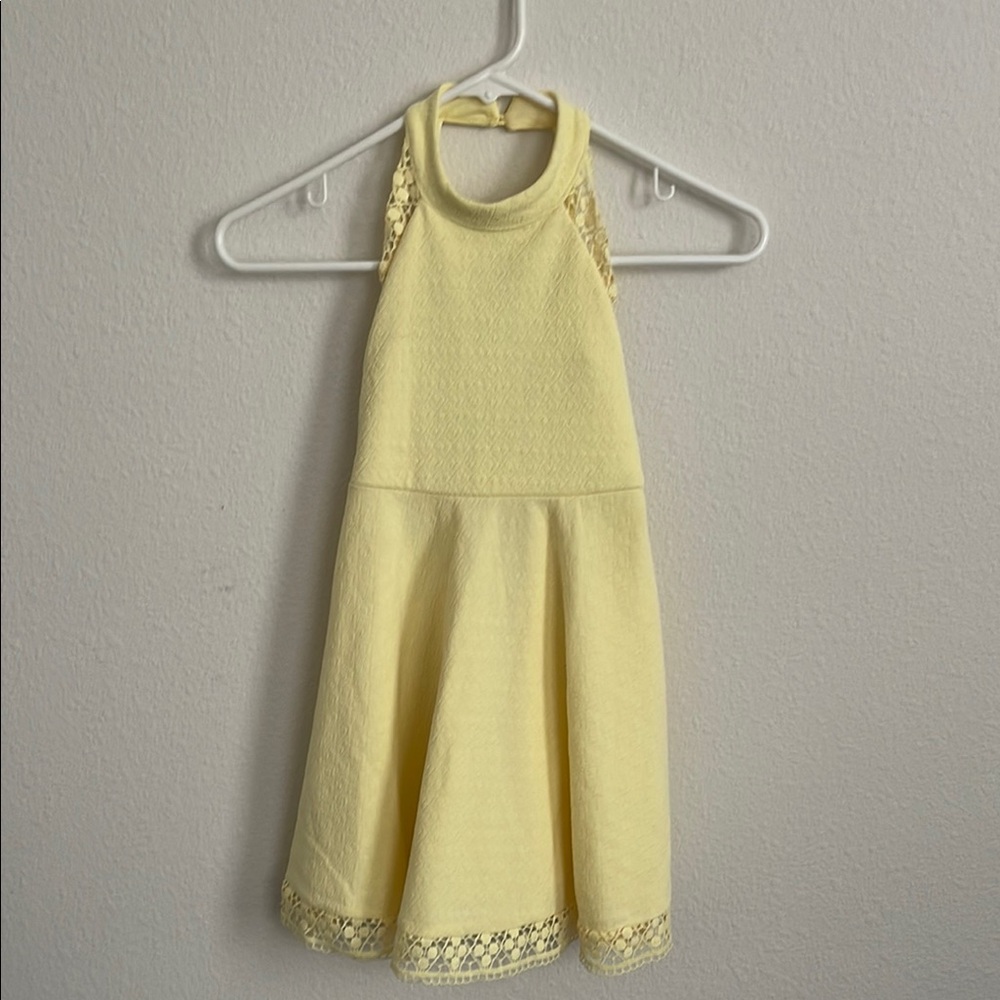 Girls Yellow Sleeveless Dress with Lace Trim sz 7